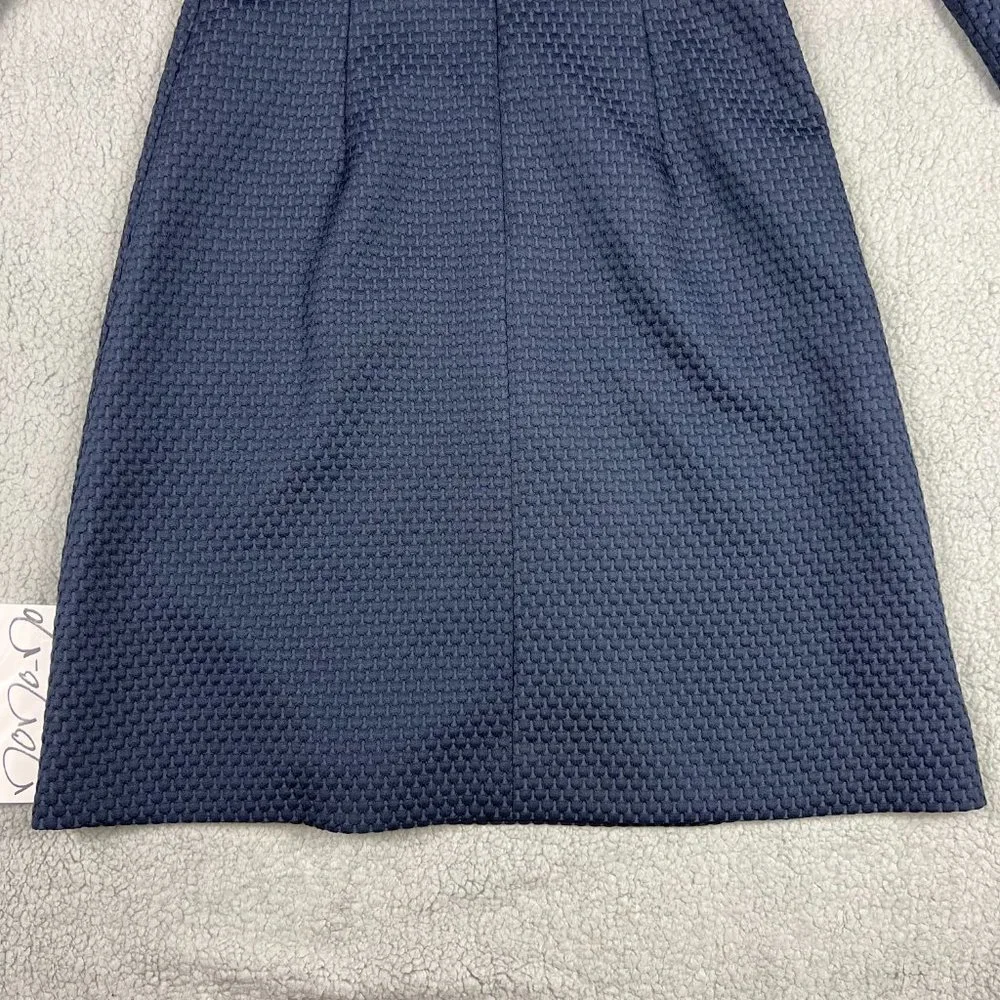 J Crew Sheath Dress Women 4 Navy Blue Work Portfolio Office Matelasse Workwear - Picture 6 of 12